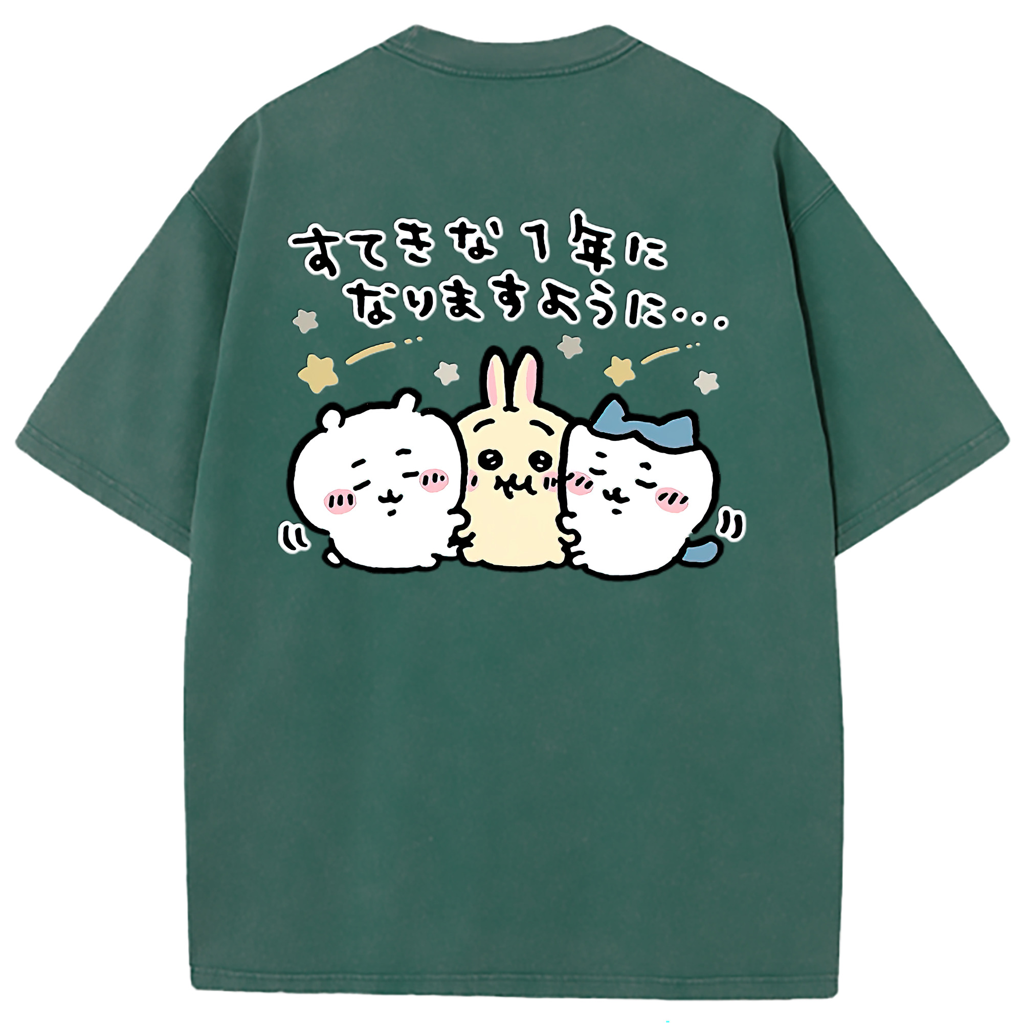 （画像用） ちいかわ ちいかわ Chii-kawa chiikawa 綿100% ヴィンテージ風 半袖Tシャツ（背面プリント）